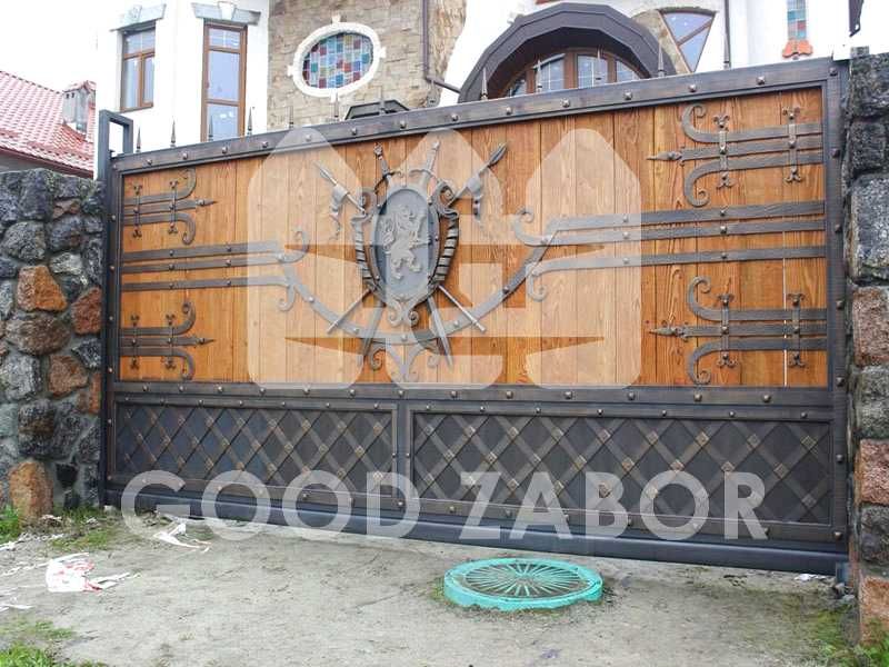 Деревянные откатные ворота